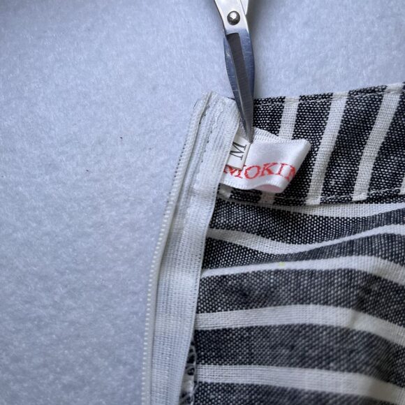 Mokingtop crop jumpsuit lightweight cotton black white stripes womens sz M - Picture 7 of 16